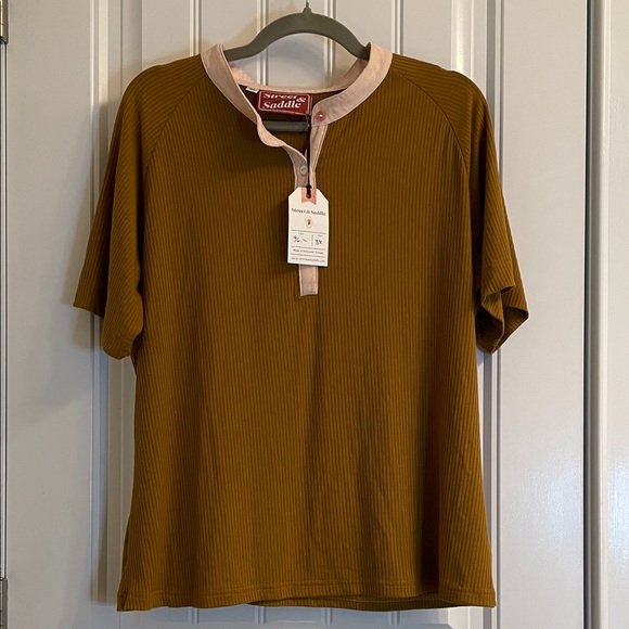 Street & Saddle Tops - Street & Saddle in Brown & Cream Equestrian Top